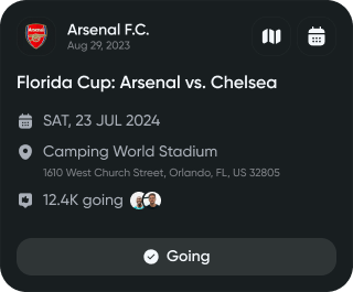 Event card showing date, location, and attendees going